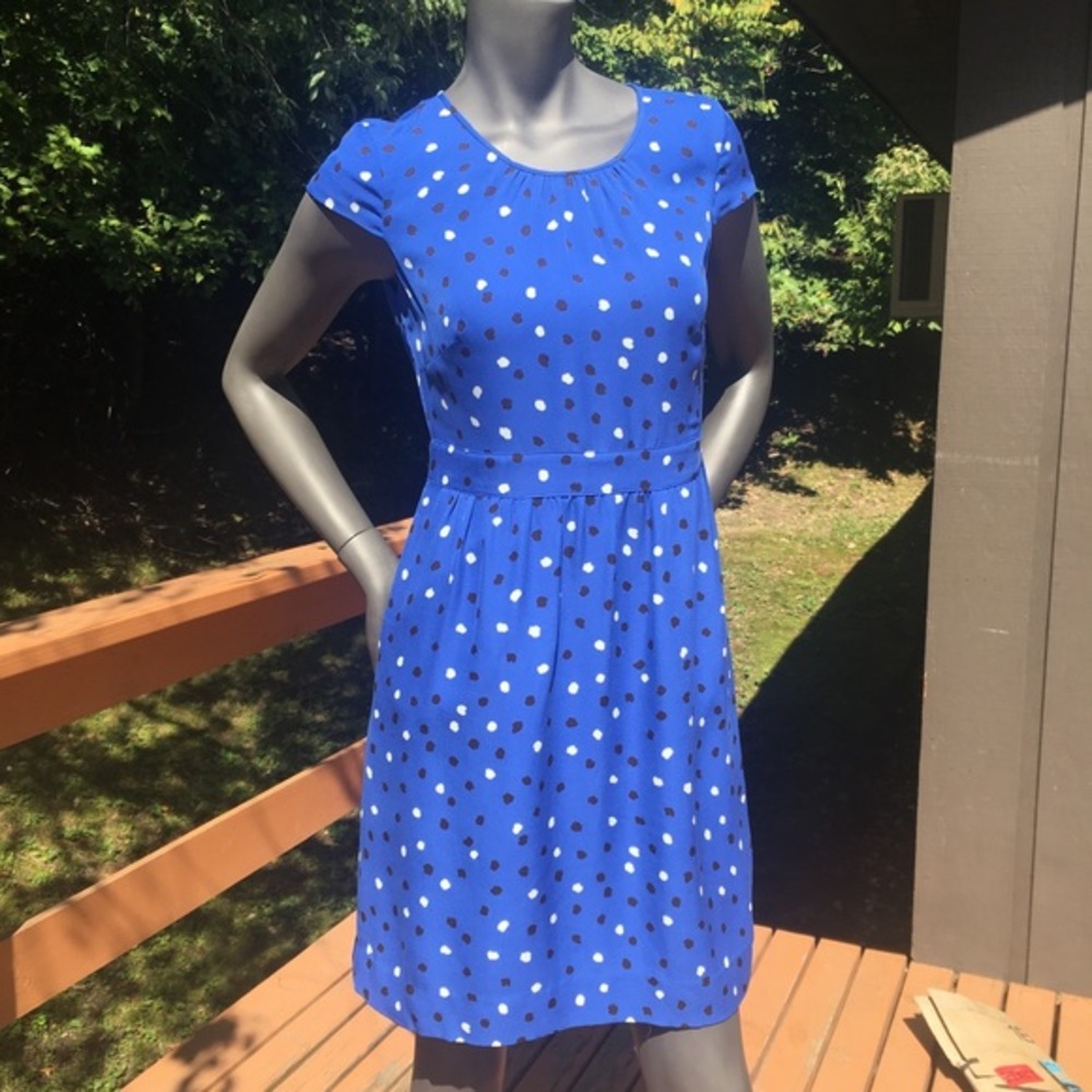 J. Crew Royal Blue Polka Dot Midi Dress
